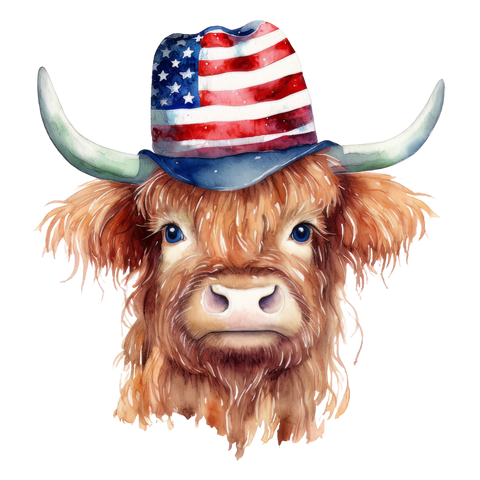 HIGHLAND COW PATRIOT TOP HAT