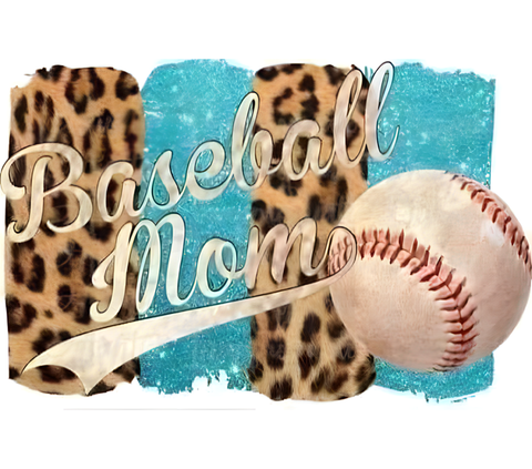 BASEBALL MOM BRUSHSTROKE BLUE LEOPARD