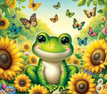 FROG AND SUNFLOWERS