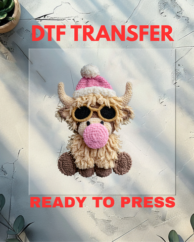 highland blowing bubble faux yarn - DTF Transfer - Ready to Press