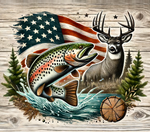 DEER FISH FLAG WOODGRAIN