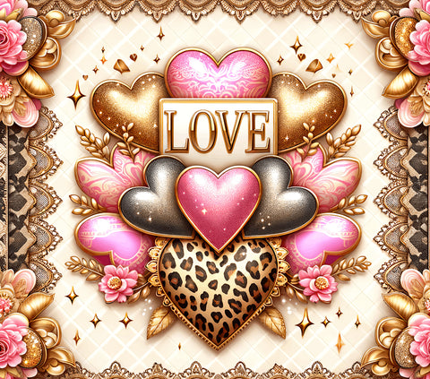 LOVE & HEARTS GOLD PINK