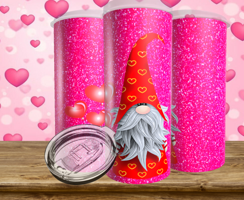 gnome pink glitter background