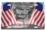 Jesus with flag license plate transfer