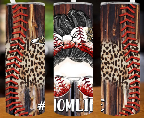 baseball momlife leopard red black