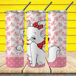 cat pink red ribbon