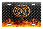 fire dept shield chrome license plate transfer