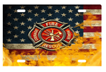 fire dept shield flag license plate transfer