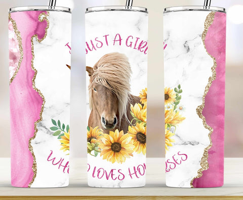 Just a girl sunflower horses pink