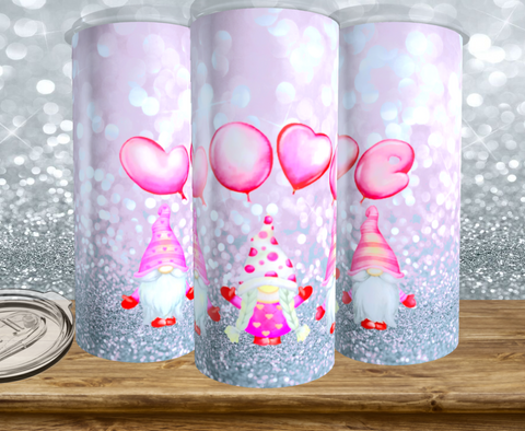 gnome pink love balloons