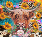 highland cow sunflower turquoise