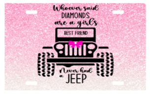 jeep pink diamond are a girls best friend license plate transfer