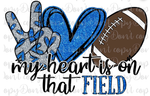 My heart is on that field football blue glitter