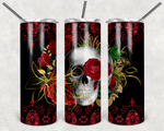 skull floral red roses